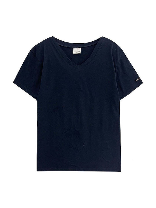 Ustyle Damen T-Shirt mit V-Ausschnitt Blau