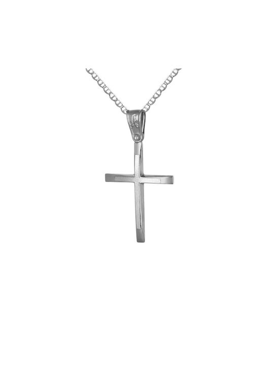 Men's White Gold Cross 14K