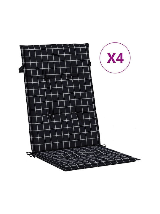 vidaXL Garden Chair Cushion Black Diamonds 4pcs 50x120cm.