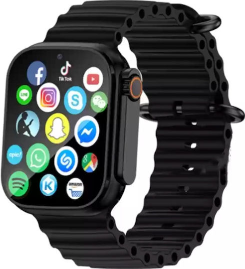 T800 Ultra 49mm Smartwatch με Παλμογράφο (Μαύρο)