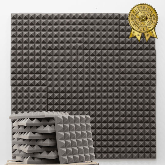 Ichopolis Audio Treatment Panel 50 Pieces In Pyramid Design 30cm x 30cm x 50mm In Gray Colour