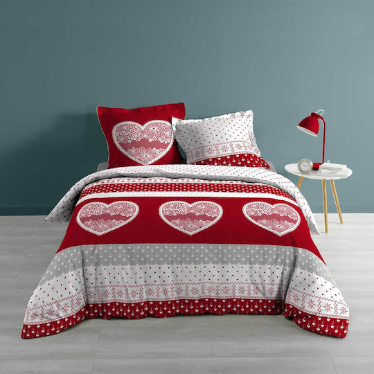 Douceur d'Intérieur Duvet Cover Set Queen with 2 Pillowcases 220x240 Red
