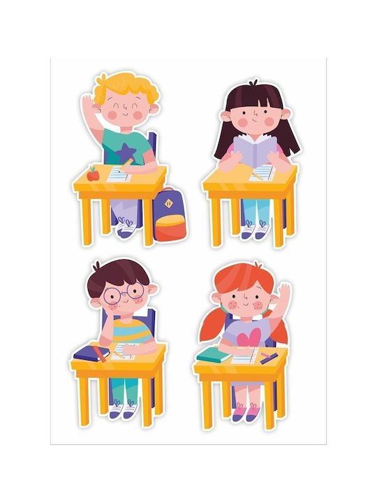 LearnHow Παιδικό Διακοσμητικό Αυτοκόλλητο Τζαμιού Children In Desks 4τμχ