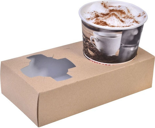 Paper Coffee Cup Carrier 2 Slots Kraft Rois Bros P005887