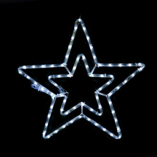Aca Double Stars Χριστουγεννιάτικο Κρεμαστό Αδιάβροχο Αστέρι Φωτιζόμενο Πλαστικό Ψυχρό Λευκό 46x46εκ.
