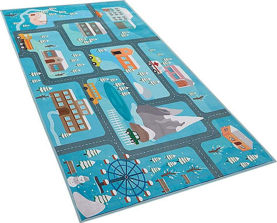 Beliani Kinder Teppich Autos Blau 80x150cm