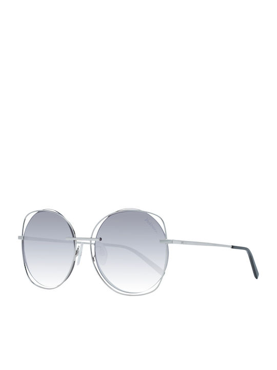Ana Hickmann Women's Sunglasses with Silver Metal Frame and Gray Gradient Lens