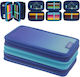 Herlitz Triple Pencil Case Filled 31pcs Dip Dye Blue Turquoise