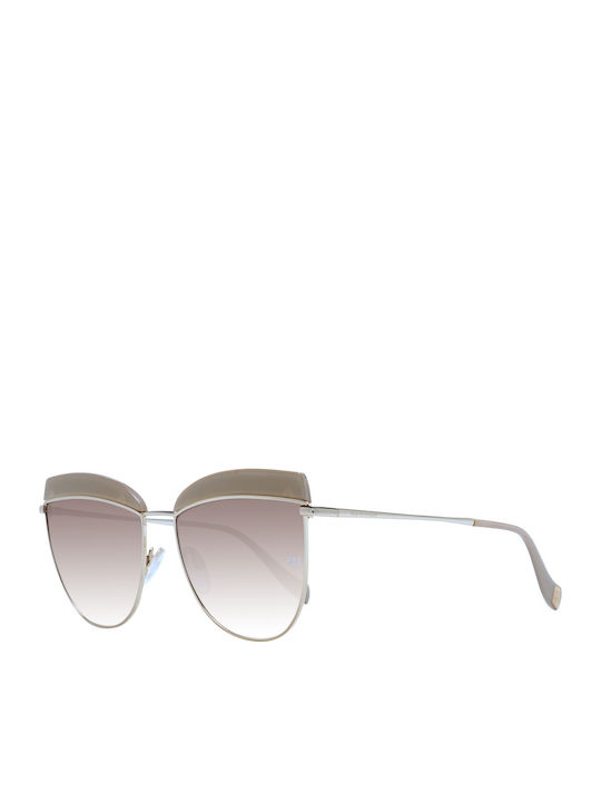 Ana Hickmann Women's Sunglasses with Silver Metal Frame and Brown Gradient Lens AH3190 02S