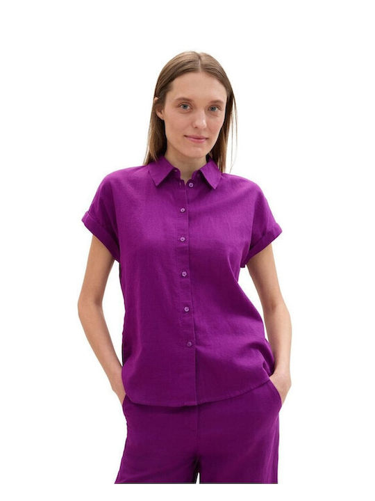 Tom Tailor Women's Summer Blouse Linen Purple