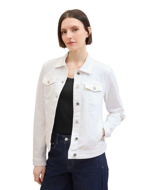 Tom Tailor Women's Short Jean Jacket for Spring or Autumn Colored Denim Jacket