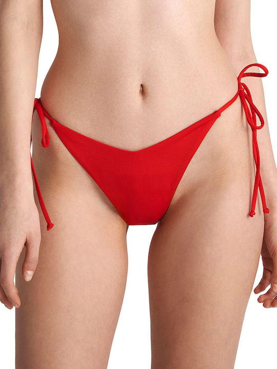 Blu4u Bikini Slip mit Schnürchen Rot