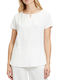 Betty Barclay Women's Summer Blouse Linen Short Sleeve OffWhite