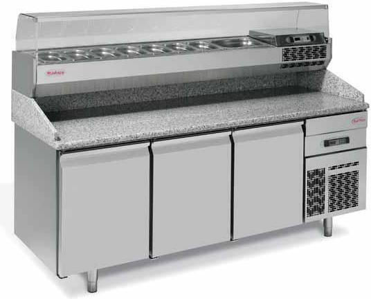 Inoxcon Английски превод: Stainless Steel Refrigerator Counter Пица with Drawer and Cooling Machine L188xW80xH97см