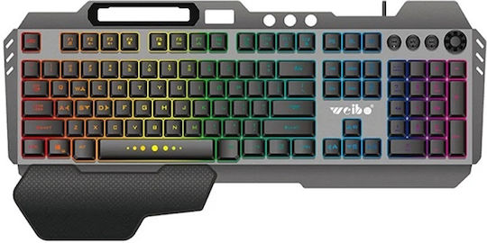 Weibo WB-590 Gaming Πληκτρολόγιο με RGB φωτισμό (Αγγλικό US) Γκρι