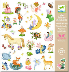 Djeco Stickers for Children 4++ Years Fairies - Unicorns Metallic Effect