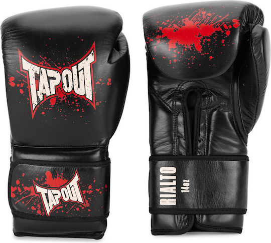 Tapout Boxhandschuhe Leder für Kampf Schwarz