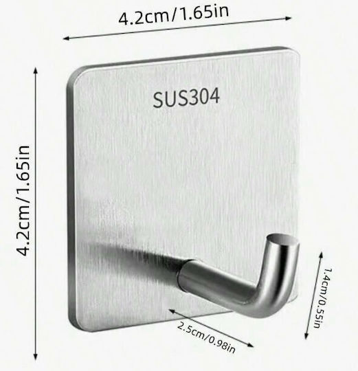 Set aus 4 Edelstahl Selbstklebende Haken