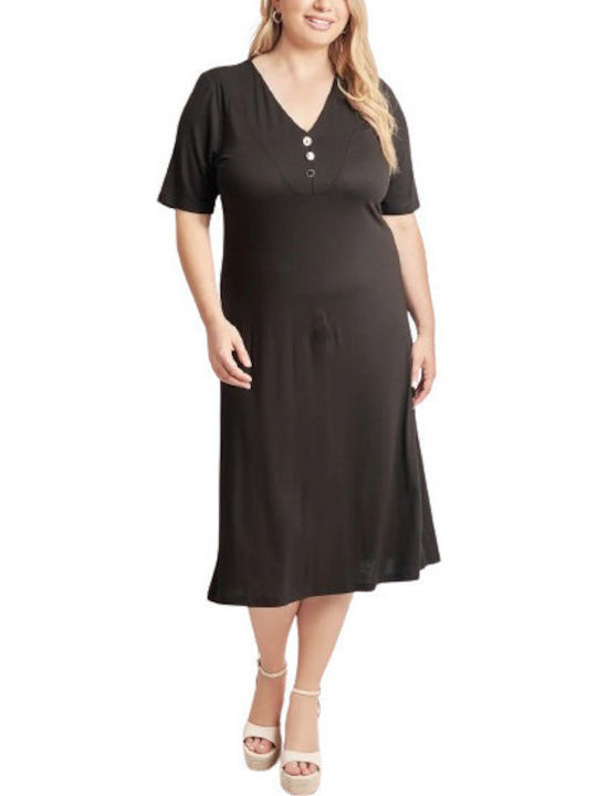Sommer Midi Hemdkleid Schwarz