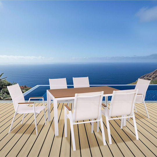 Virna Garten- und Outdoor-Möbelsets 7 Stück Weiß E6797,2S