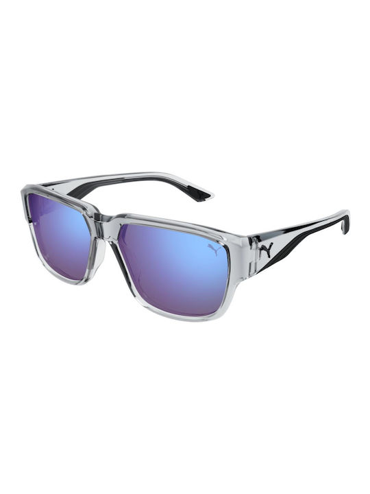 Puma Sunglasses with Transparent Plastic Frame and Blue Mirror Lens PU0445S 005