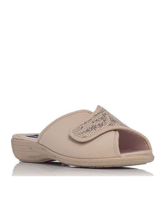 Flache Sandalen für Damen Anatomisch in Beige Farbe