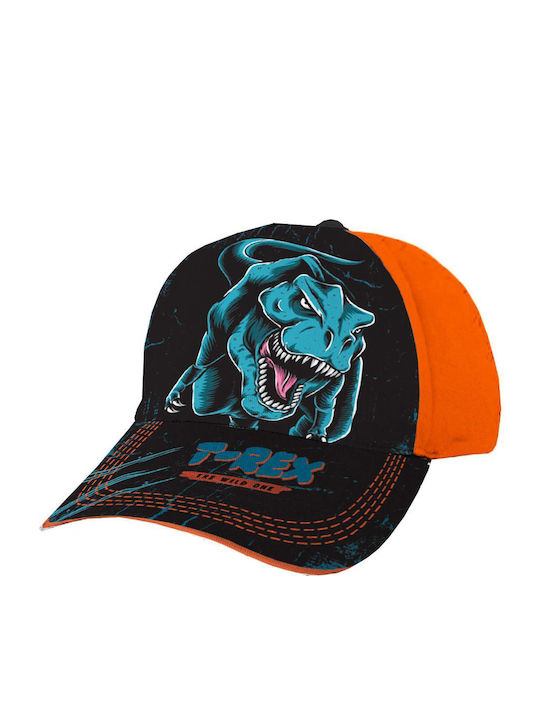 Must Kids' Hat Jockey Fabric Dinosaur T-rex Black With Orange