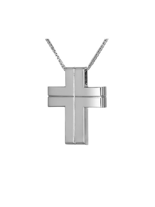 Men's White Gold Cross 14K