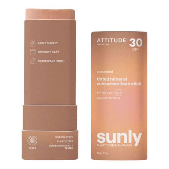 Attitude Sunly Mineral Αντηλιακό Stick Προσώπου SPF30 με Χρώμα 20gr