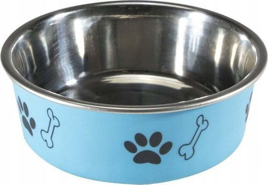 Barry King Metallic Bowl Food for Dog & Cat with Base 450ml 14cm in Blue Color