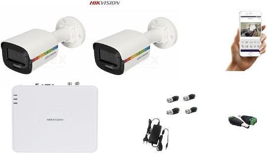 Комплект 1x Hikvision Ds-7104hghi-k1 S 2 X Hikvision Ds-2ce10df8t-f 1 Трансформатор 2a 12волта Bnc Изображение & Захранване