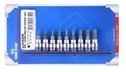 King Tony Chei tubulare cu Vârfuri Torx și Patrat de Prindere 1/2'' Set 9buc