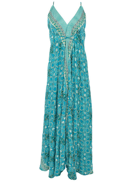 Lara Ethnics Maxi Φόρεμα Σατέν Μπλε