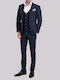 Massimo Dutti Men's Suit with Vest Slim Fit Navy Blue