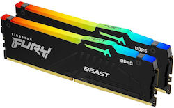 Kingston Fury Beast RGB 64GB DDR5 RAM cu 2 module (2x32GB) și Viteză 6400 pentru Desktop