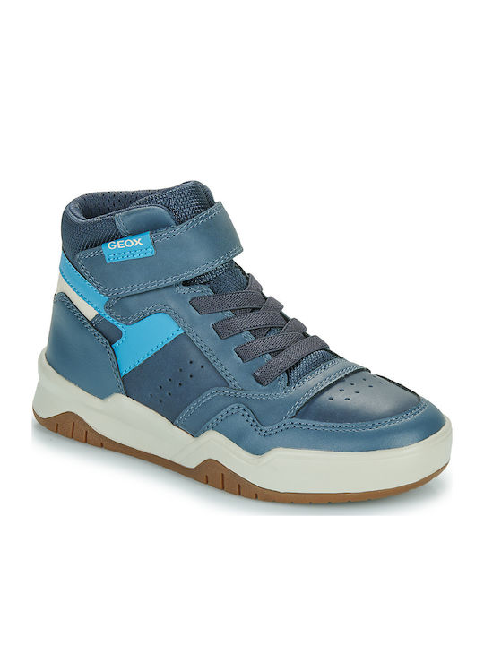 Geox J Perth Παιδικά Sneakers High Ανατομικά Μπλε