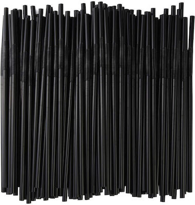 Plastic Bendable Black Reusable Straws 500 Pieces