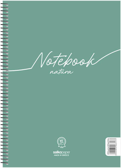 Salko Paper Spiral Notebook Ruled A4 30 Sheets Notebook Green 1pcs