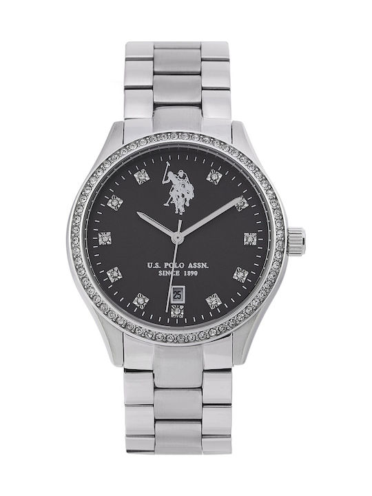 U.S. Polo Assn. Crystals Women's Watch with Sil...