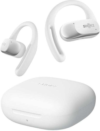 Shokz OpenFit Air Open Ear Bluetooth Handsfree Ακουστικά με Αντοχή στον Ιδρώτα και Θήκη Φόρτισης Λευκά