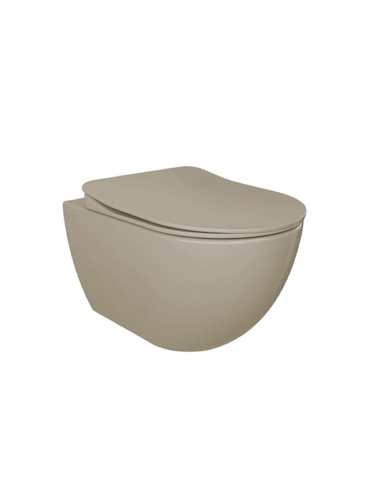 Creavit Wall-Mounted Toilet Rimless with Flush with Slim Cover Duroplast Soft Close Beige