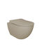 Creavit Wall-Mounted Toilet Rimless with Flush with Slim Cover Duroplast Soft Close Beige