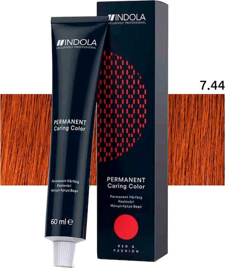 Indola Βαφή Μαλλιών 7.44 Ξανθό Έντονο Χάλκινο 60ml