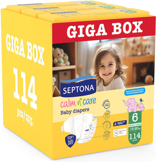 Septona Πάνες με Αυτοκόλλητο Calm & Care No. 6 για 13-20kg 114τμχ
