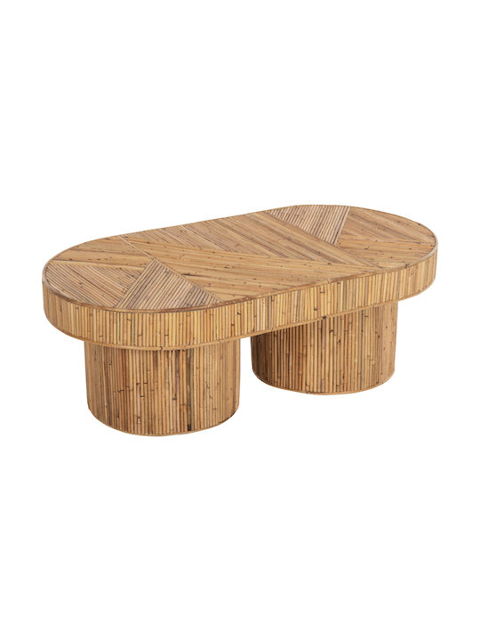 Round Coffee Table made of Bamboo Beige L110xW59xH39cm