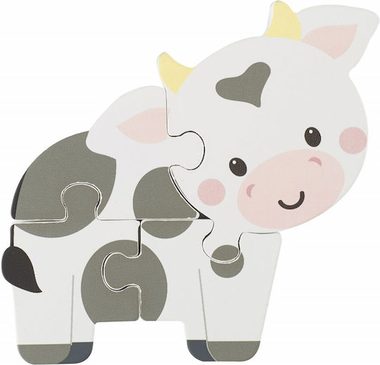 Ξύλινο Παιδικό Puzzle Σφηνώματα Cow 4pcs Orange Tree Toys