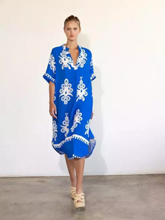 Desiree Dress with Slit Blue