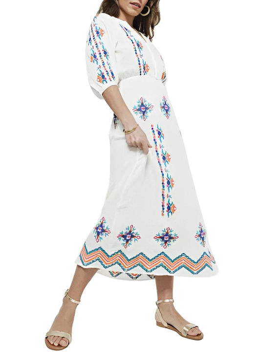 C'est Beau La Vie Maxi Shirt Dress Dress White