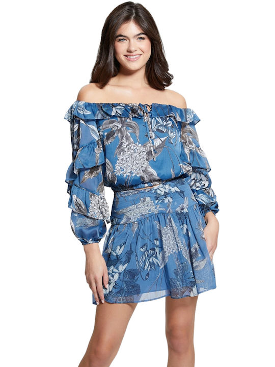 Guess Women's Blouse Off-Shoulder Blue