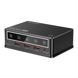 BlitzWolf Ladestation mit 3 USB-A Anschlüsse und 2 USB-C Anschlüsse 110W Stromlieferung / Schnellaufladung 3.0 in Schwarz Farbe (BW-i9)